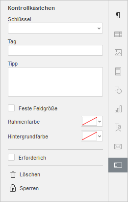 Check box settings window