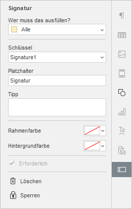 Signaturfeld Einstellungen