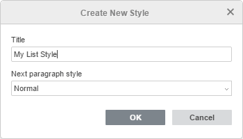 Create New Style window