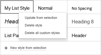 Custom style menu