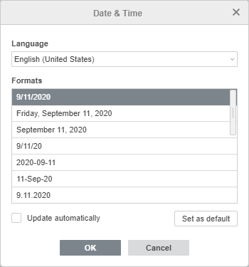 Date and time window