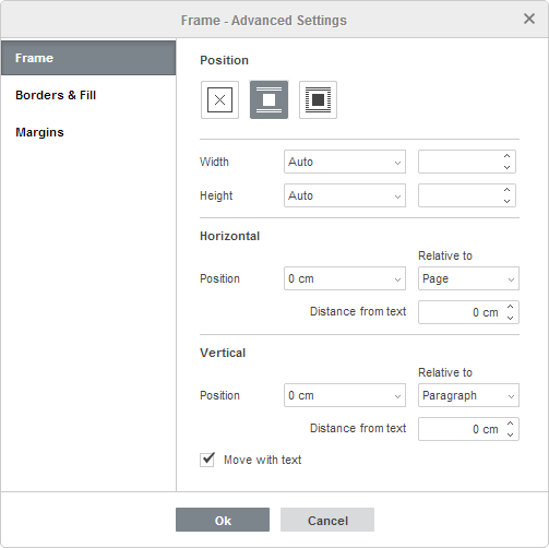 Frame - Advanced Settings