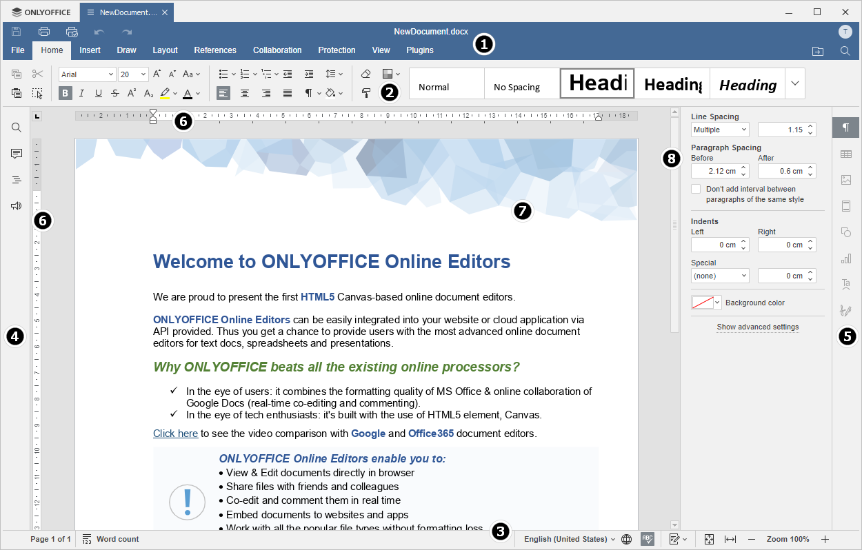 Desktop Document Editor window
