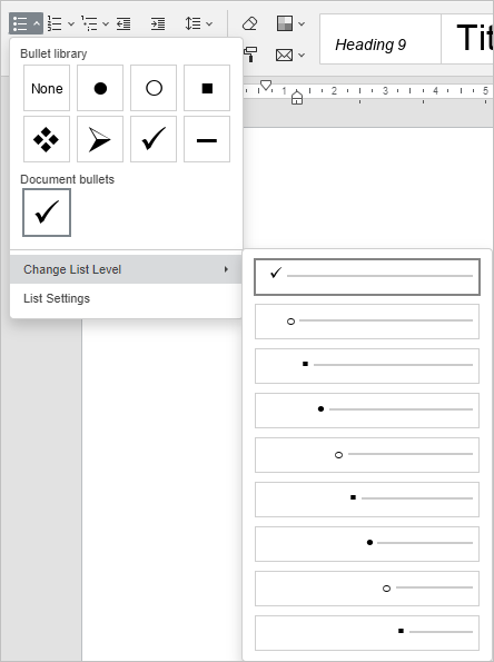 change list level