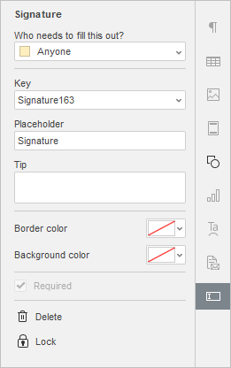 signature form settings