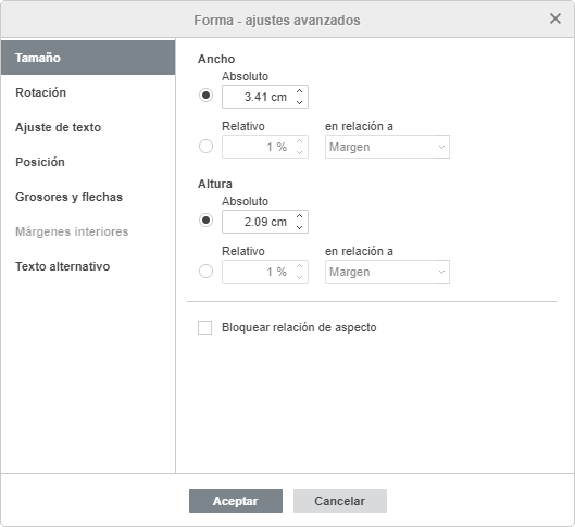 Forma - Ajustes avanzados