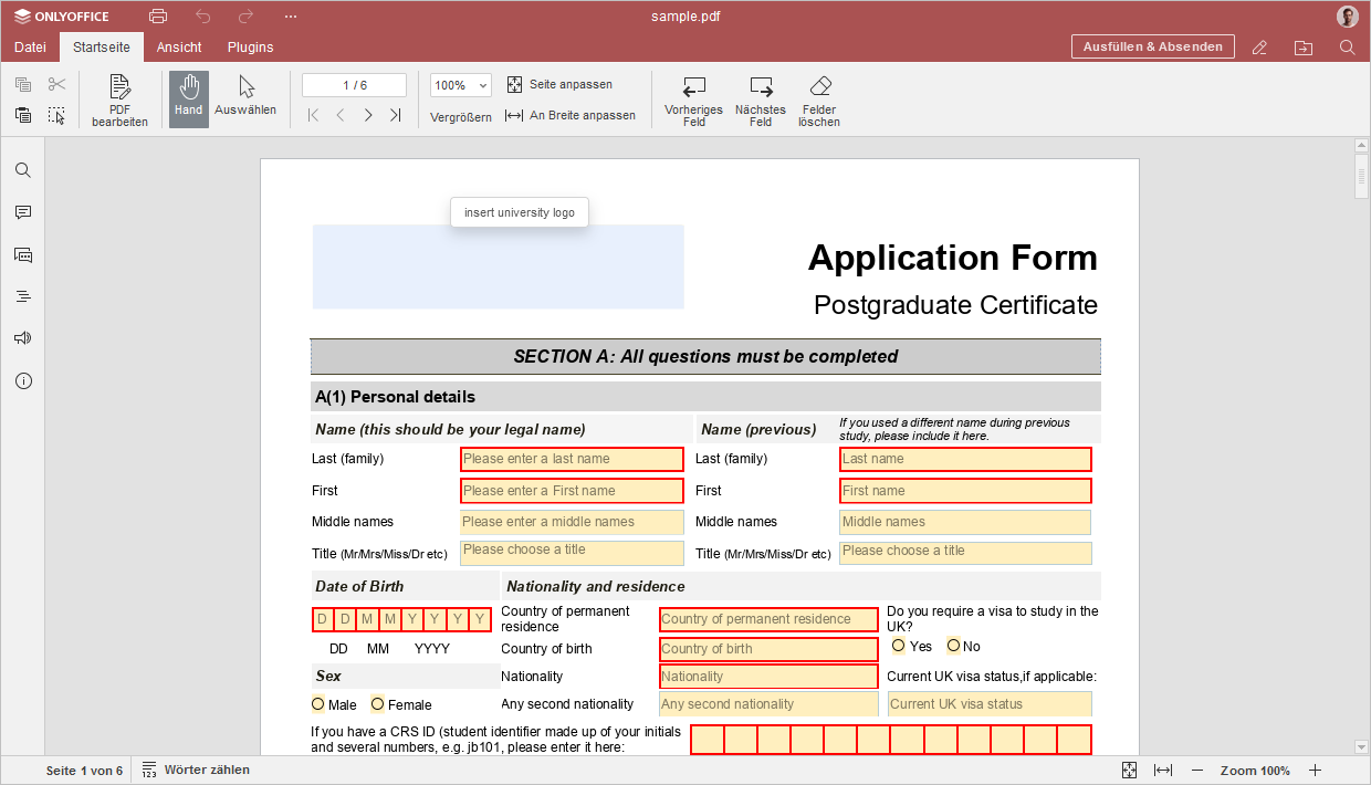 Fillable form