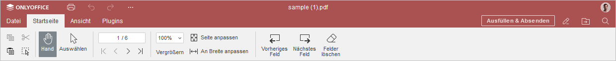 Registerkarte Startseite - Formulare