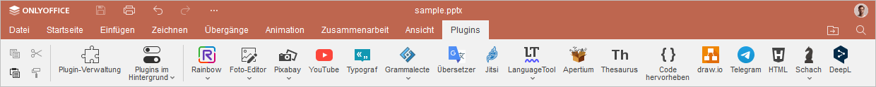 Registerkarte Plugins