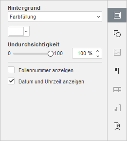 Registerkarte Folieneinstellungen