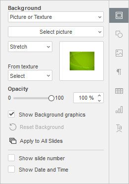 Slide background settings