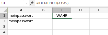 IDENTISCH-Funktion WAHR