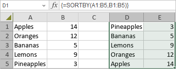 SORTBY Function