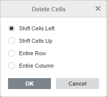 Delete cells window