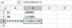 HEX2BIN Function