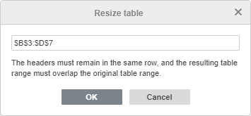 Resize table