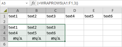 WRAPROWS Function
