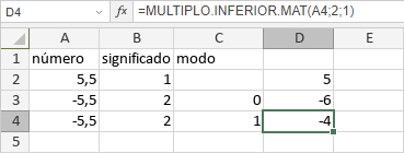 Función MULTIPLO.INFERIOR.MAT