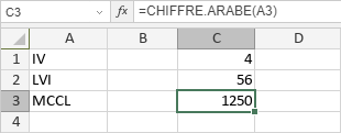 Fonction CHIFFRE.ARABE