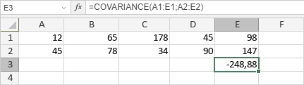 Fonction COVARIANCE