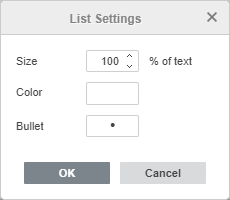 Bulleted list settings