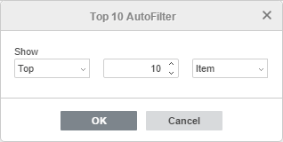 Top 10 AutoFilter window