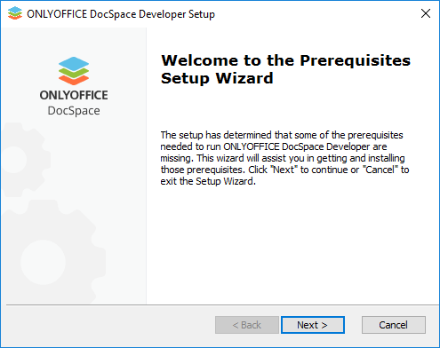 How to deploy ONLYOFFICE DocSpace Developer for Windows on a local server? Step 2