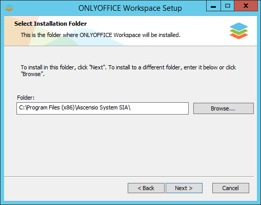 ONLYOFFICE Workspace für Windows bereitstellen. Schritt 3