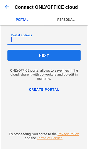 Start screen Portal