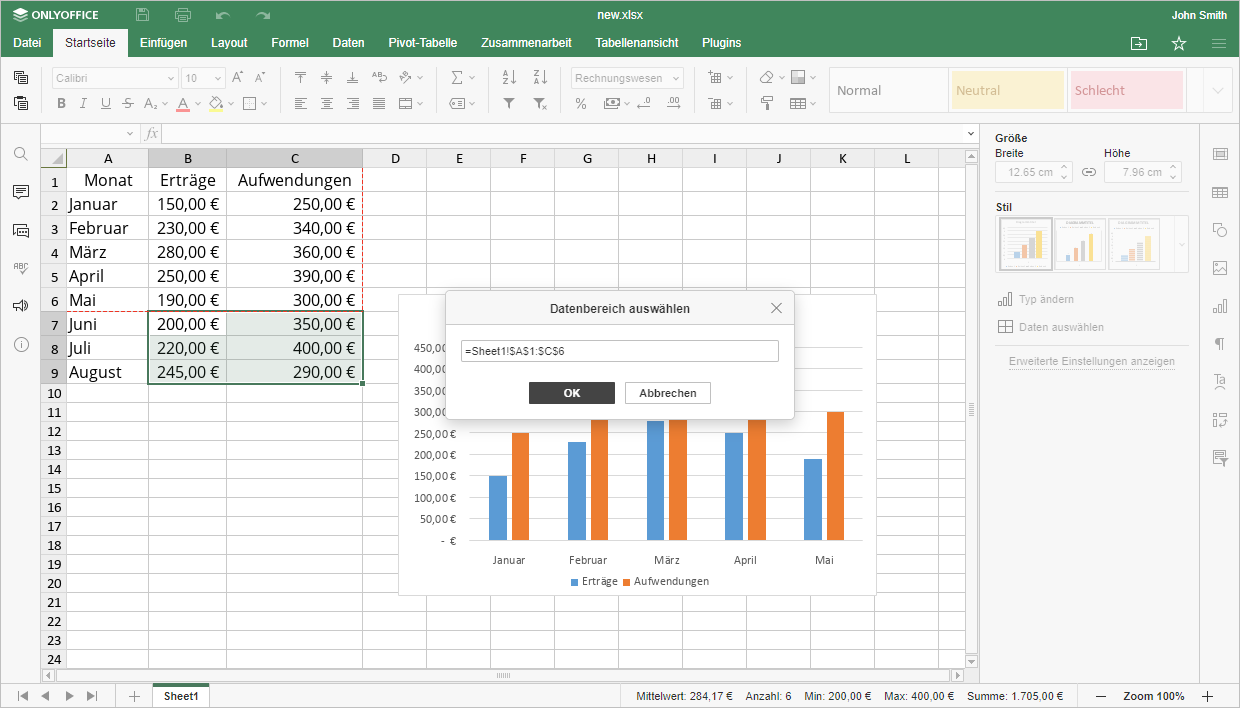 Wie kann man ein Diagramm in Excel erstellen? Schritt  2