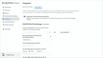 Single Sign-On in DocSpace aktivieren