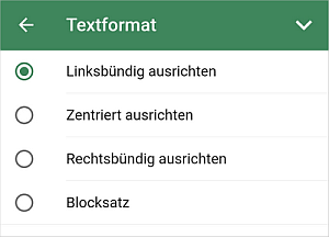 Textformat-Fenster