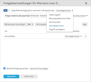 Freigabeeinstellungen Fenster