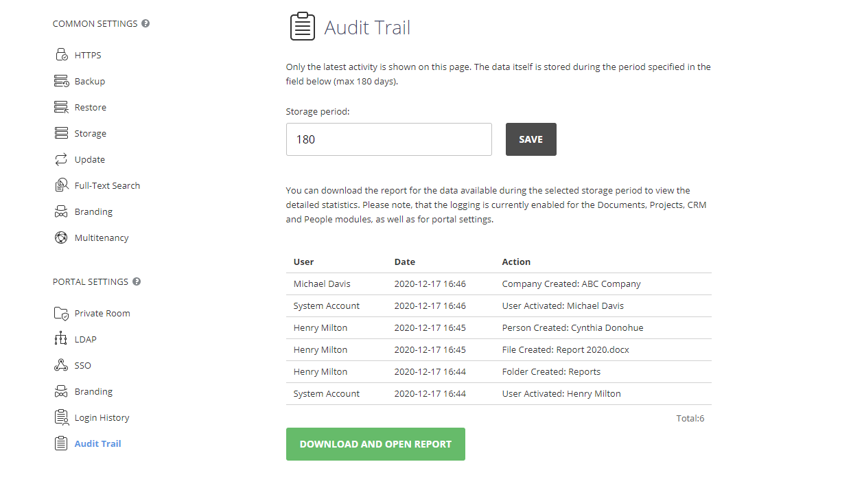 Empfangen von Audit-Trail-Daten