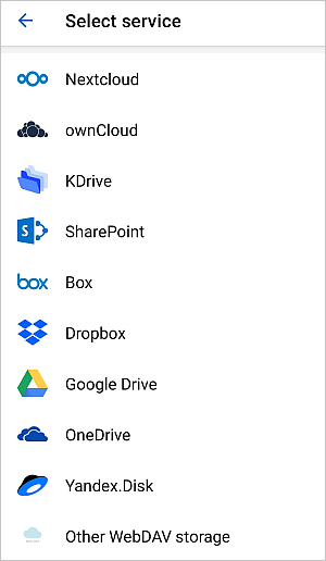 Connection to third-party storage