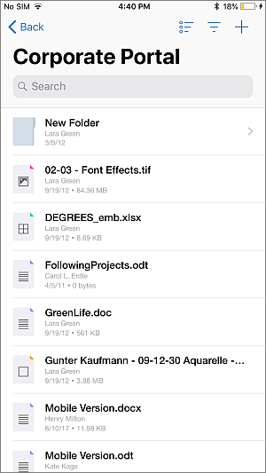 Project documents in the folder