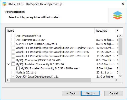 Comment déployer ONLYOFFICE DocSpace Developer sous Windows sur un serveur local? Étape 2.