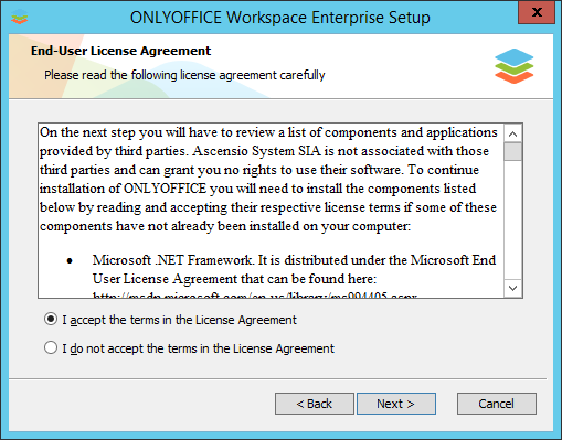 Comment déployer ONLYOFFICE Workspace Enterprise Edition sous Windows sur un serveur local? Étape 2.