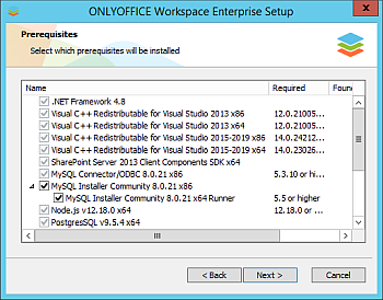 Comment déployer ONLYOFFICE Workspace Enterprise Edition sous Windows sur un serveur local? Étape 2