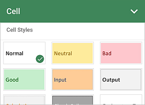 Palette des styles de cellule