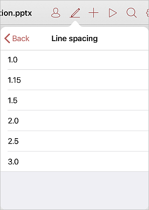 Paramètres de l'interligne de paragraphe