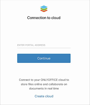 L'écran de connexion au cloud