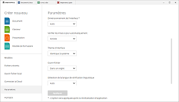 Paramètres de l'application