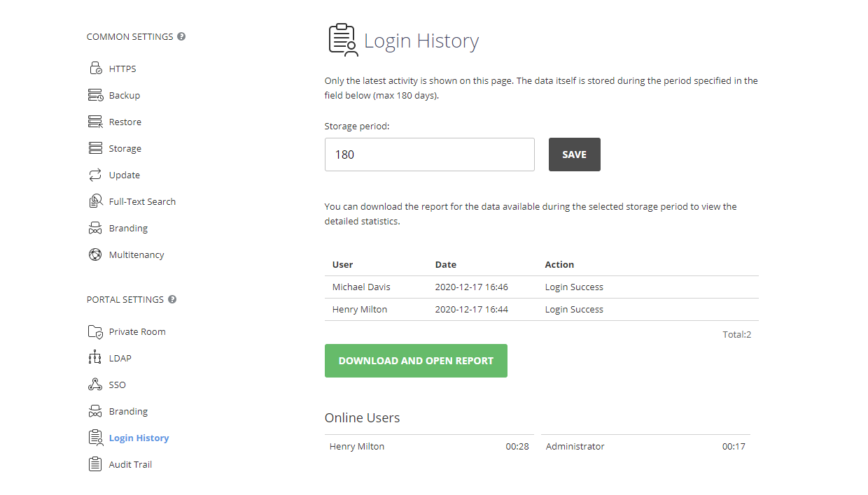 Tracking login history