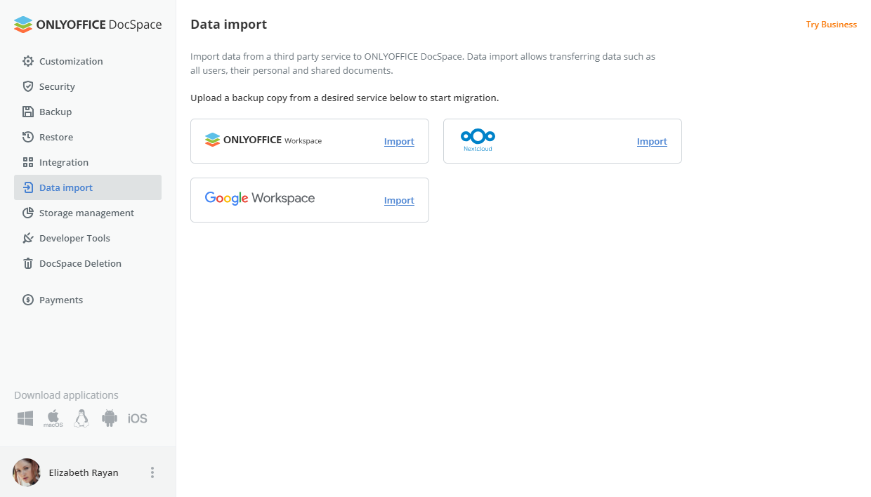 Migrating Google Workspace data to ONLYOFFICE DocSpace