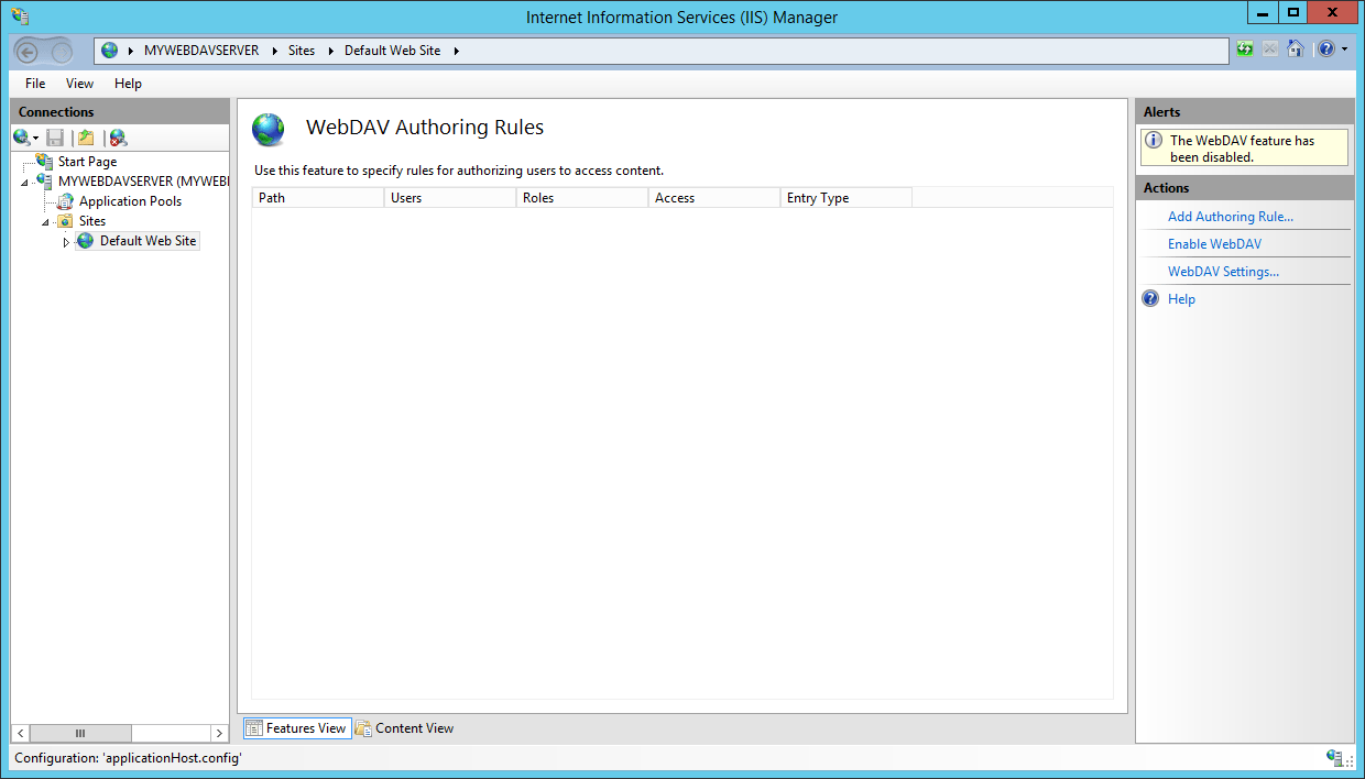 IIS Manager - WebDAV Authoring Rules