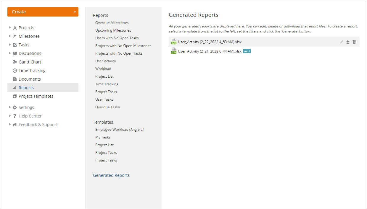 Generated Reports