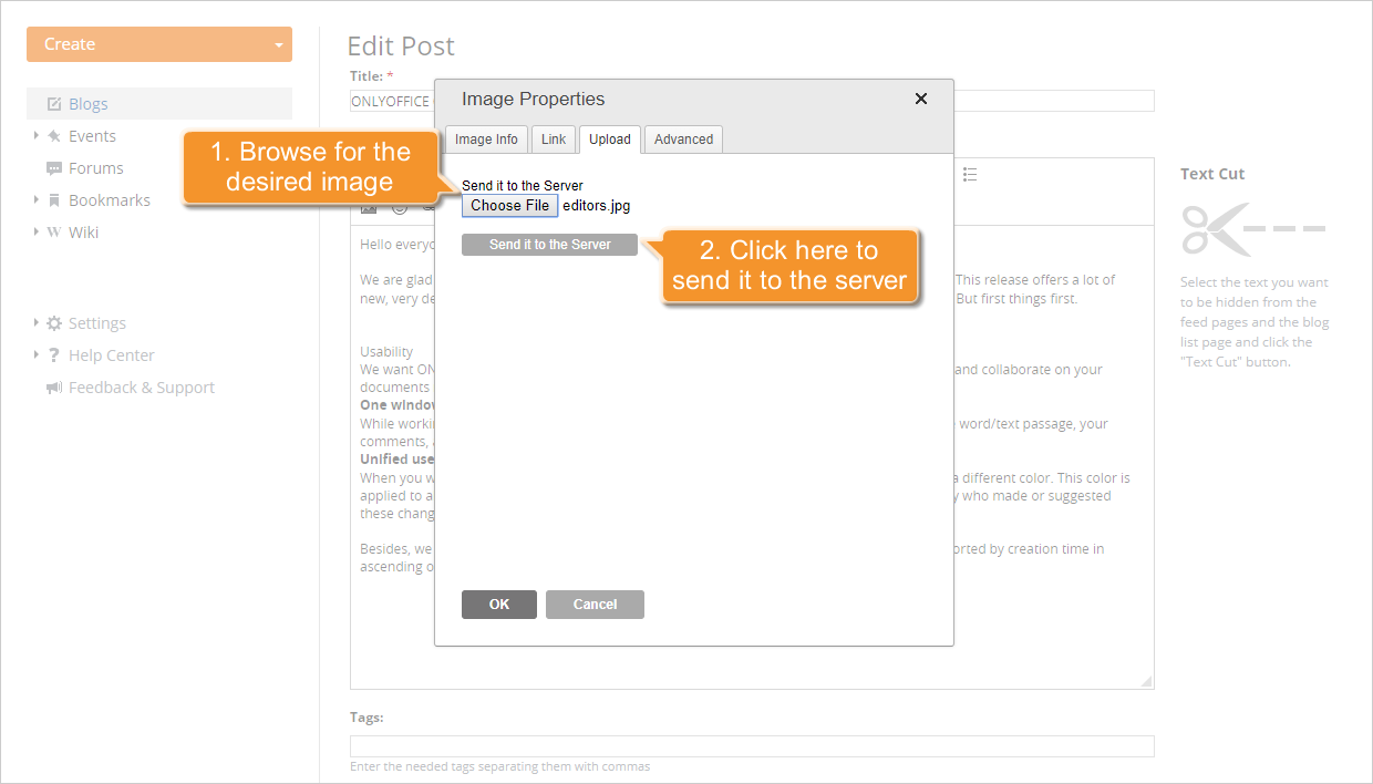 How to insert an image into your posted message? Step 3