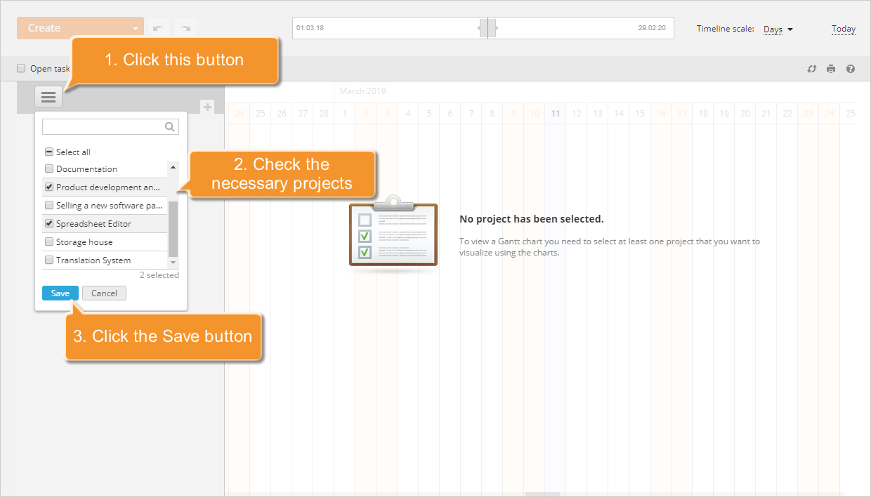 How to manage your project using the Gantt chart? Step 2