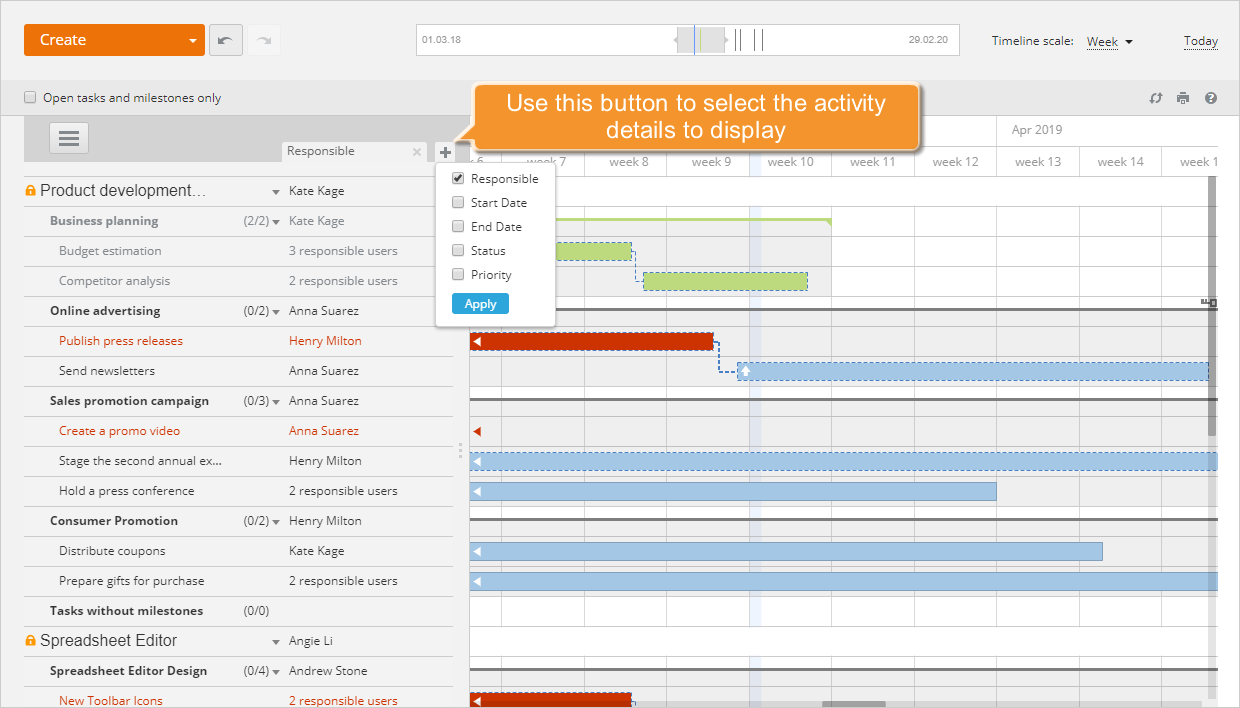How to manage your project using the Gantt chart? Step 3